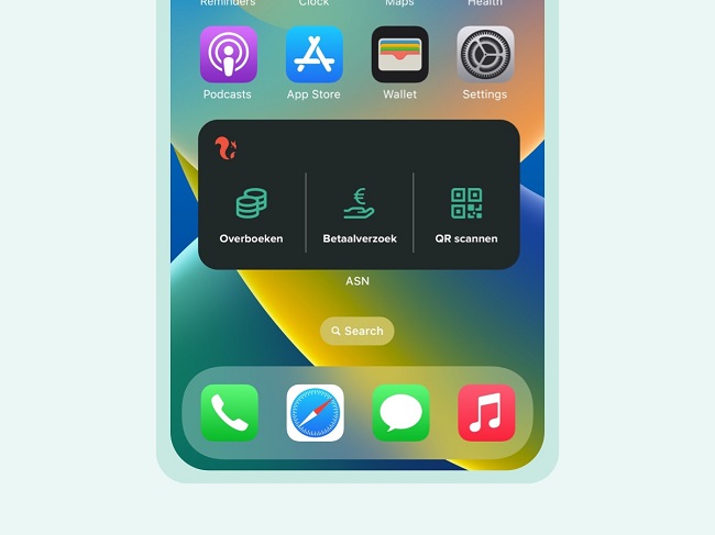 Afbeelding van een smartphone met daarop de ASN actie widget