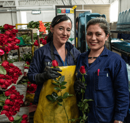 Biodiversiteitsherstel met bloemen, twee vrouwen van Florverde in Colombia