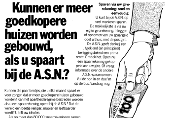 flyer voor het bouwen van goedkope huizen door sparen bij ASN