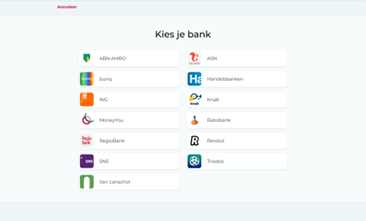 Schermafbeelding van nieuwe iDEAL betalen pagina