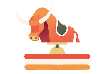 Illustratie van een oranje stier.